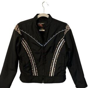 Hollywood Choppers women’s biker motorcycle jacket size Small black animal print